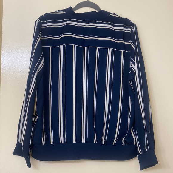 PERCH by Blu Pepper navy blue striped lightweight jacket - Picture 5 of 5